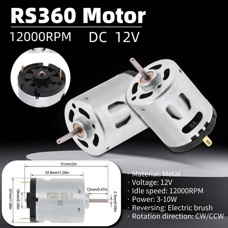Dc Motor - RS360 모터 12000RPM 고속 DC 미니어처