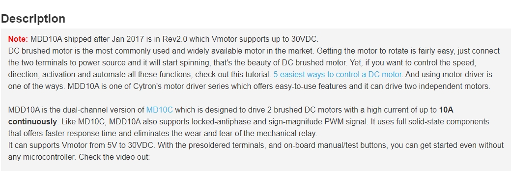 MDD10A 10암페어 5V-30V DC 모터 드라이버 - Motor Driver Module 리뷰 및 가격